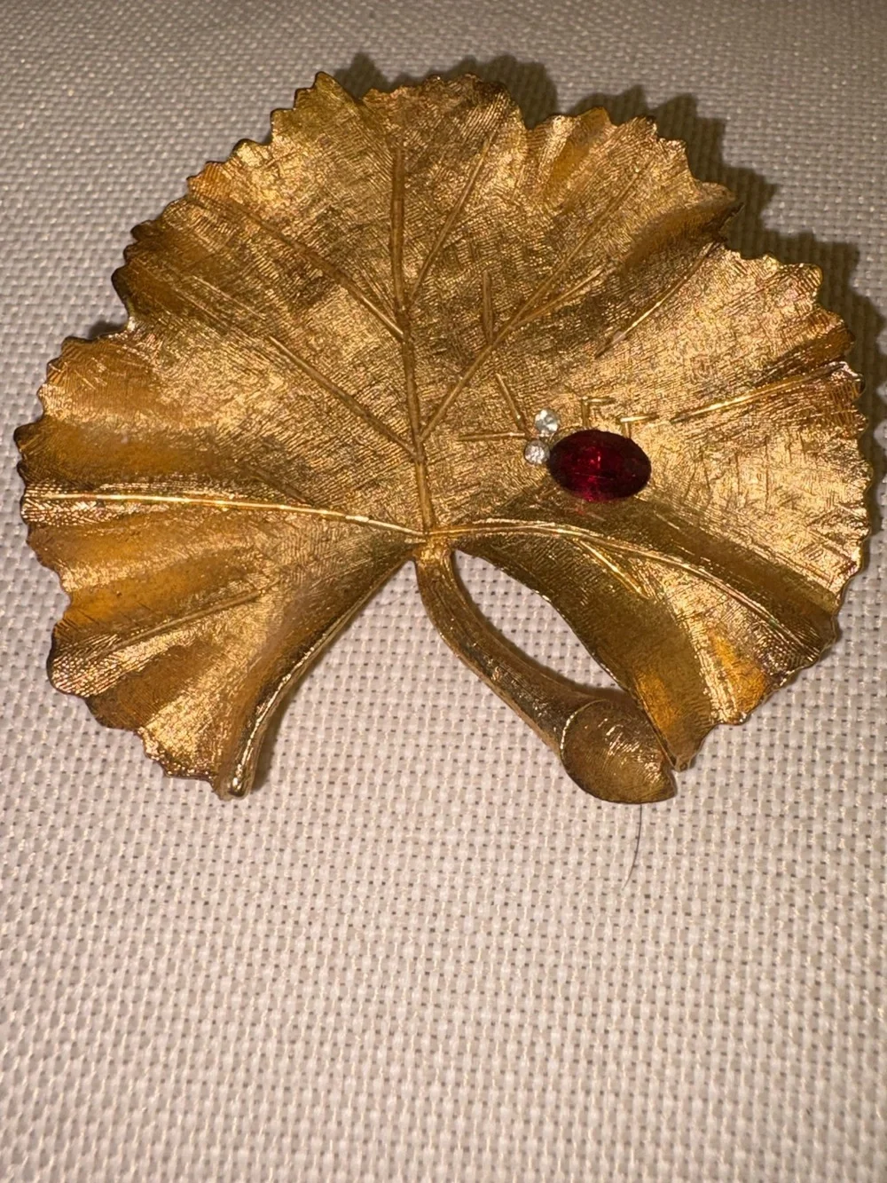 Gold Leaf Decorative Accent with Red Jewel - Elegant Home Accent